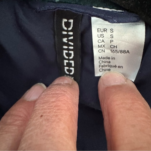 H & M Divided Letterman Varsity Plaid Navy Blue & Green Bomber Jacket Men’s S - Picture 3 of 10